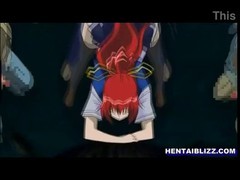Κοκκινομάλλα hentai μαθήτρια τρυπιέται με πλοκάμια τέρας